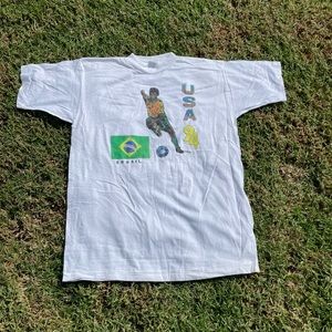 Grail Bloakcore Vintage 1994 World Cup Soccer USA Brazil Single Stitched Shirt